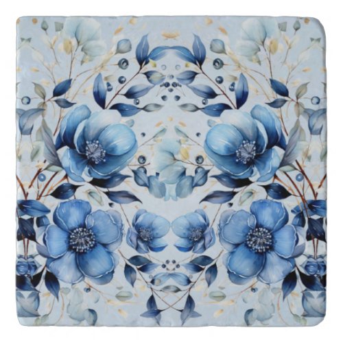 Watercolor Blue Flowers Trivet