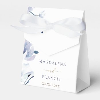 Watercolor Blue Flowers Wedding Favor Boxes by amoredesign at Zazzle