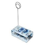 Watercolor Blue Flowers Wedding Table Card Holder