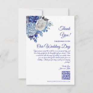 Watercolor Blue Flowers-Wedding- Thank You Card
