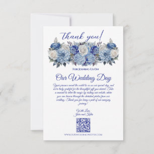 Watercolor Blue Flowers-Wedding- Thank You Card
