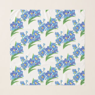 Watercolor Blue Forget me not Garden Flower art Scarf