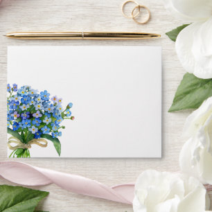 Watercolor Blue Forget Me Not Wedding Envelope