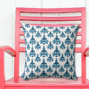 Watercolor Blue French Toile Pattern Throw Pillow