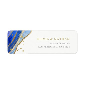 Watercolor Blue Geode with Gold Label | Zazzle