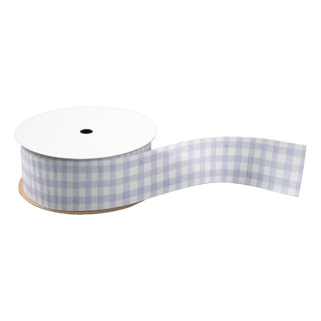Watercolor Blue Gingham Grosgrain Ribbon (Spool)