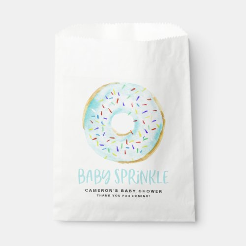 Watercolor Blue Glazed Donut Baby Sprinkle Favor Bag