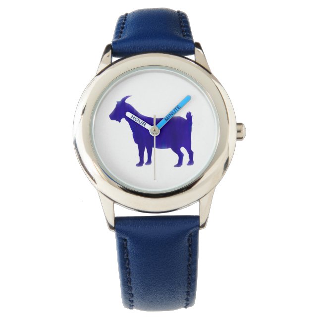 Watercolor Blue Goat Watch (Front)