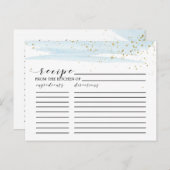 Watercolor Blue & Gold Bridal Shower Recipe Cards (Front/Back)