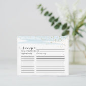 Watercolor Blue & Gold Bridal Shower Recipe Cards (Standing Front)