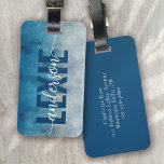 Watercolor Blue Gold Glitter Calligraphy Luggage Tag<br><div class="desc">Level up your luggage with this gorgeous personalized luggage tag</div>