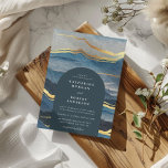 Watercolor Blue Gold Landscape Wedding Invitation<br><div class="desc">Our collection "Golden Landscape" features a watercolor landscape in blue tones paired with golden faux foil accents. This modern collections encompasses luxurious illustrations and a script made available in many paper choices so you can have a luxurious yet budget friendly wedding. Check our store for more items from this collection....</div>