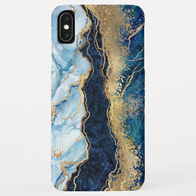 Watercolor Blue Gold Marble  Case-Mate iPhone Case (Back)