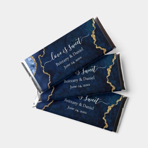 Watercolor Blue Gold Marble Geode Love Is Sweet Hershey Bar Favors