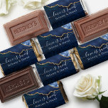 Watercolor Blue Gold Marble Geode Love Is Sweet Hershey's Miniatures<br><div class="desc">Elegant Watercolor Blue and Gold Marble Agate Geode Wedding Favor Chocolate Candy Bars. Modern Calligraphy Script Love Is Sweet with Bride and Groom Names.</div>