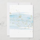 Watercolor Blue & Gold Sparkle Baby Brunch Invitation (Back)