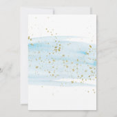 Watercolor Blue & Gold Sparkle Baby Sprinkle Invitation (Back)