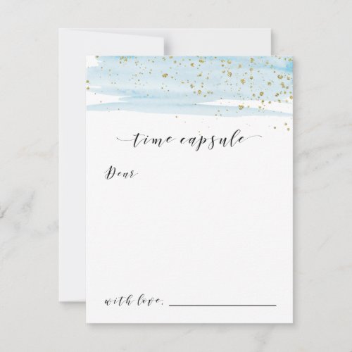Watercolor Blue  Gold Sparkle Time Capsule Cards