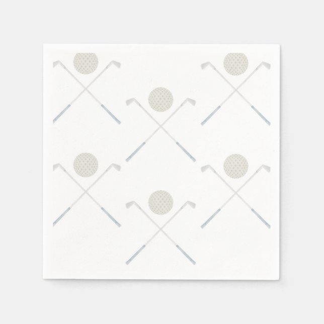 Watercolor Blue Golf Birthday Party  Napkins (Front)