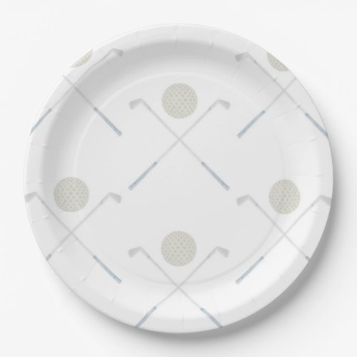 Watercolor Blue Golf Birthday Party Paper Plates