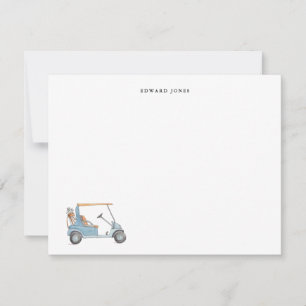Watercolor Blue Golf cart, Golfers Personalized Thank You Card