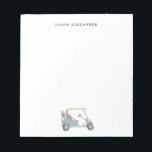 Watercolor Blue Golf cart Personalized  Notepad<br><div class="desc">Hand painted watercolor golf cart and golf bag Personalized note pad,  make perfect gift for golf lovers.</div>