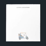 Watercolor Blue Golf cart Personalized  Notepad<br><div class="desc">Hand painted watercolor golf cart and golf bag Personalized note pad,  make perfect gift for golf lovers.</div>