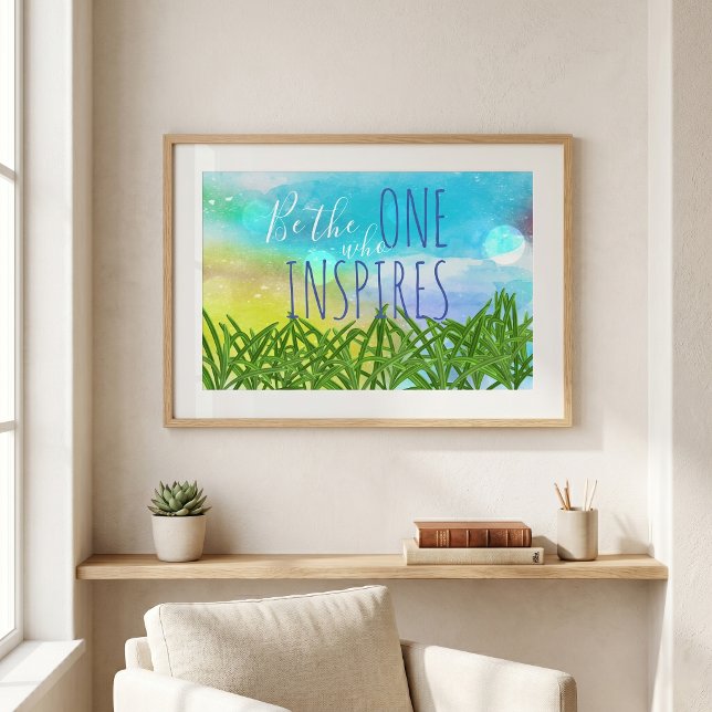 Watercolor Blue Green Nature Motivational Quote Poster (Creator Uploaded)