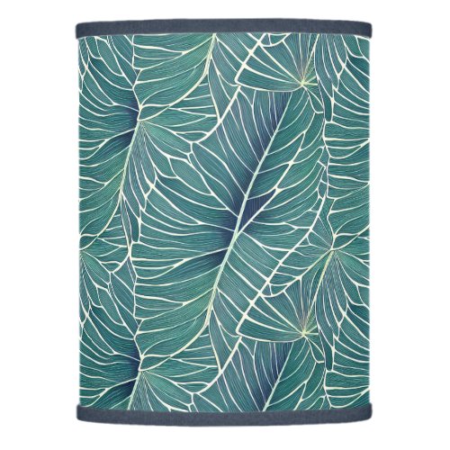 Watercolor Blue Green Teal Tropical Leaves Pattern Lamp Shade