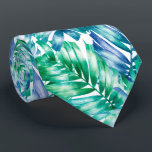 Watercolor Blue Green Tropical Palm Tree Neck Tie<br><div class="desc">Tropical palm tree fronds in shades of blue, turquoise and green on a white background, this men's neck tie is cool for the office, a night on the town, a wedding, your own wedding ceremony, for the groom or groomsmen or give as a gift to your husband, dad, brother or...</div>