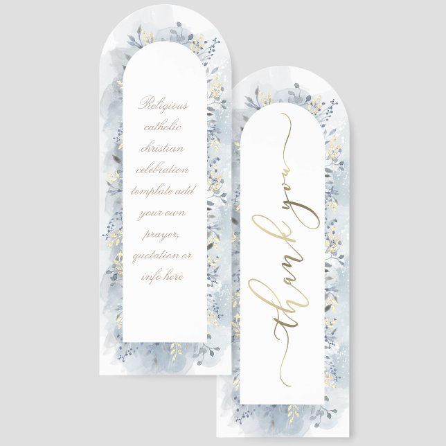 watercolor blue greenery frame bookmarks (Front & Back)