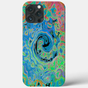 Watercolor Blue Groovy Abstract Retro Liquid Swirl iPhone 13 Pro Max Case