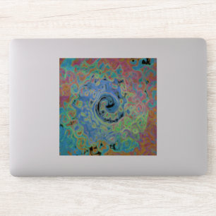 Watercolor Blue Groovy Abstract Retro Liquid Swirl Sticker