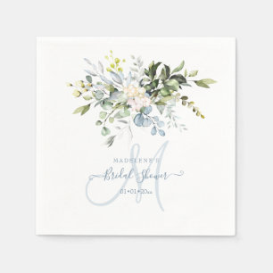 Watercolor Blue Gum Eucalyptus Bridal Shower Napkins