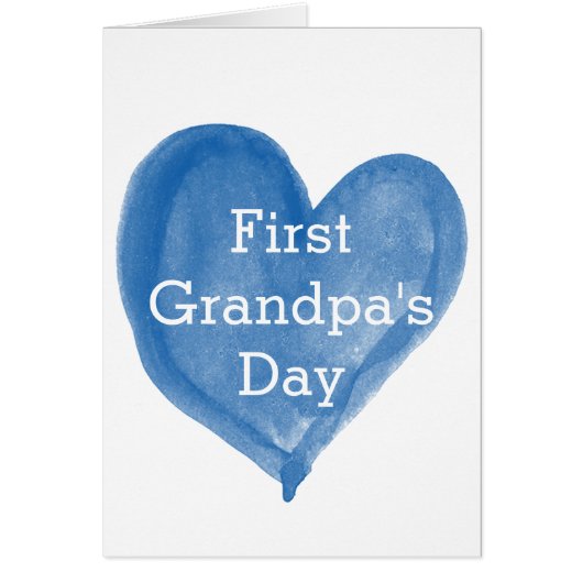 Watercolor Blue Heart First Grandpa's Day (Front)
