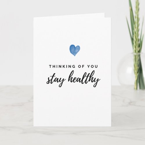 Watercolor Blue Heart Stay Healthy Card