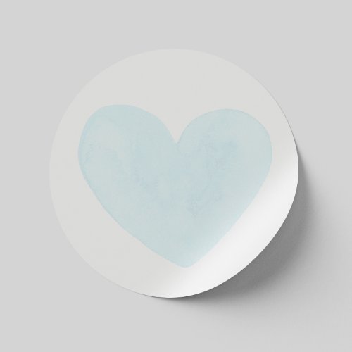 Watercolor blue heart Valentines  Baby shower Classic Round Sticker