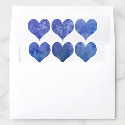 Watercolor Blue Hearts Seamless Pattern  Envelope Liner