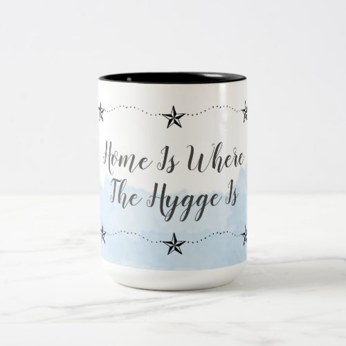 Watercolor Blue Home And Hygge Two_Tone Coffee Mug