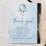Watercolor Blue Hot Air Balloon Baby Shower Thank You Card<br><div class="desc">This is a Watercolor Blue Hot Air Balloon Baby Shower Thank You Card!</div>
