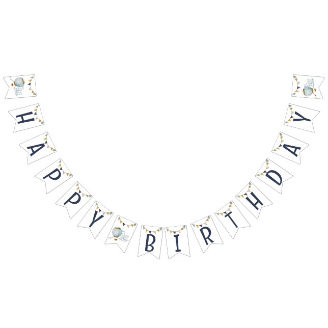 Watercolor Blue Hot Air Balloon Bunting Flags (All)