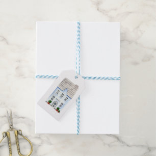 Watercolor Blue House Gift Tags