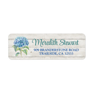 Watercolor Blue Hydrangea 80th Birthday Address Label
