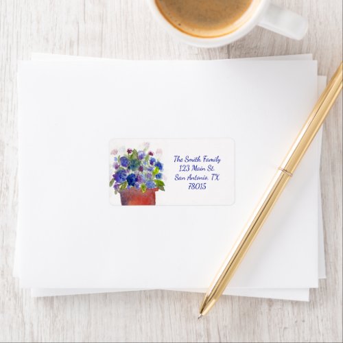 Watercolor Blue Hydrangea Address Label