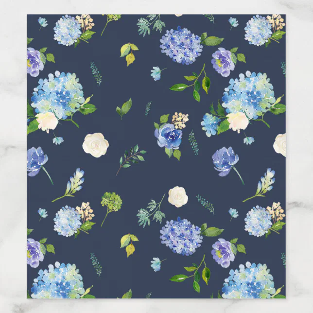 Watercolor Blue Hydrangea and Rose Floral Pattern Envelope Liner | Zazzle