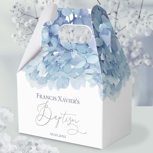 watercolor blue hydrangea Baptism Favor Boxes (Creator Uploaded)