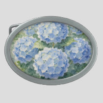 Watercolor Blue Hydrangea Bouquet Belt Buckle
