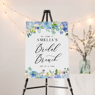 Watercolor Blue Hydrangea Bridal Brunch Welcome Foam Board