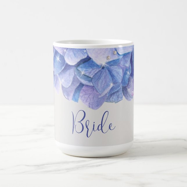 Watercolor Blue Hydrangea Bridal Party   Coffee Mug (Center)