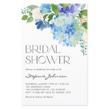 Watercolor Blue Hydrangea Bridal Shower Invitation